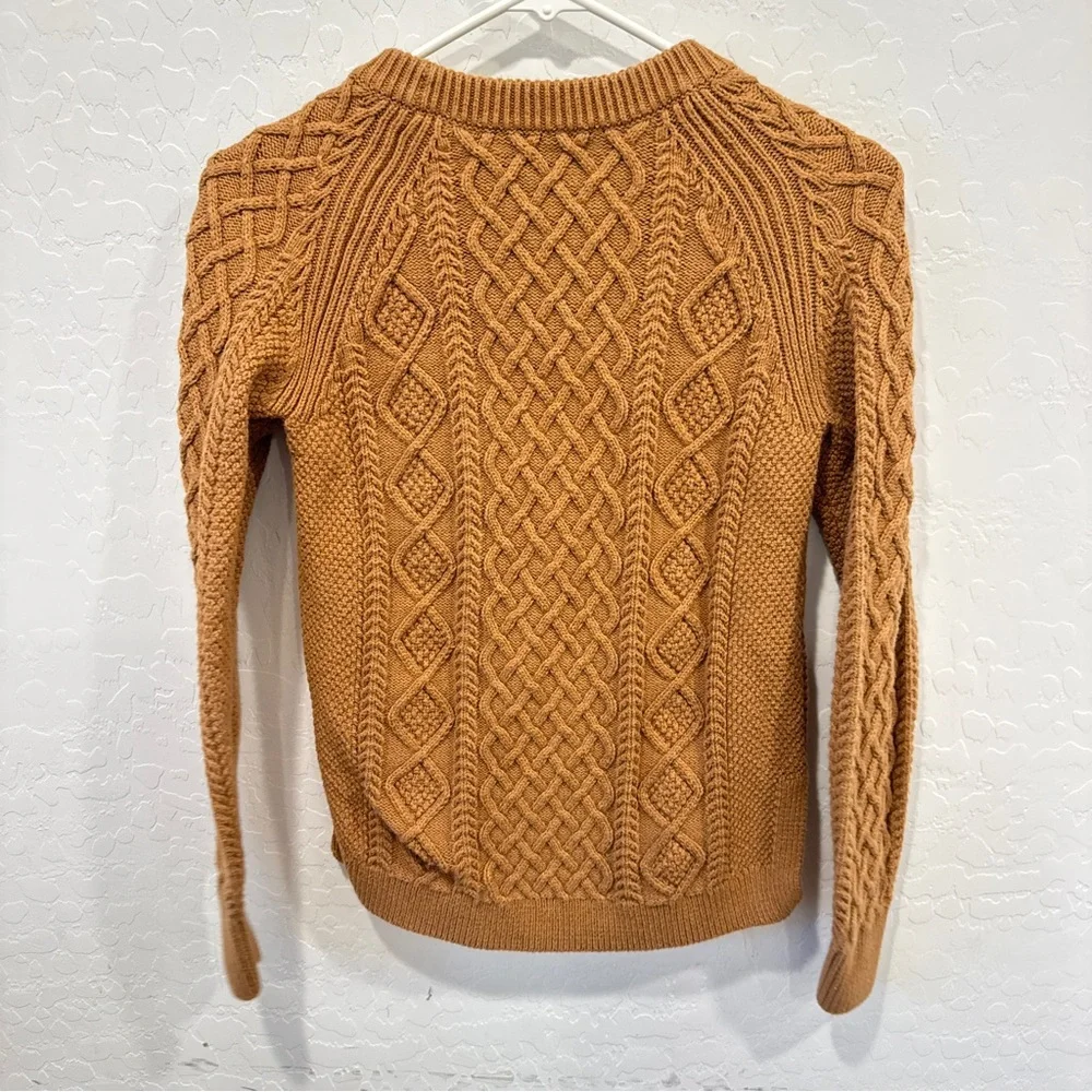 J. Crew Cable Knit Sweater Womens XXS Knot Tan Cotton Preppy Old Money